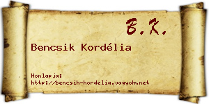 Bencsik Kordélia névjegykártya